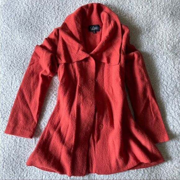 Luii 100% Wool women’s orange long sleeve Button down jacket size medium - Picture 1 of 6
